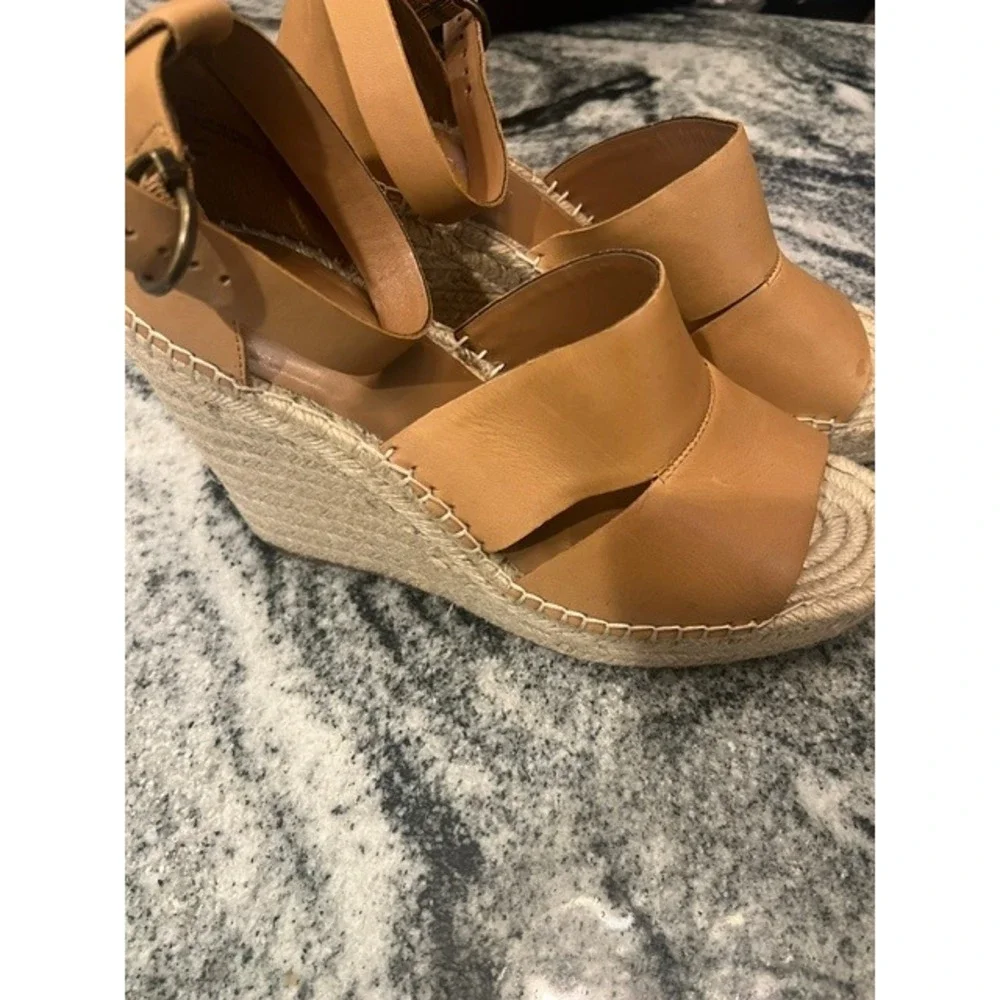 Treasure & Bond Sannibel Wedge Sandals Women 10M Tan Good Leather Espadrille